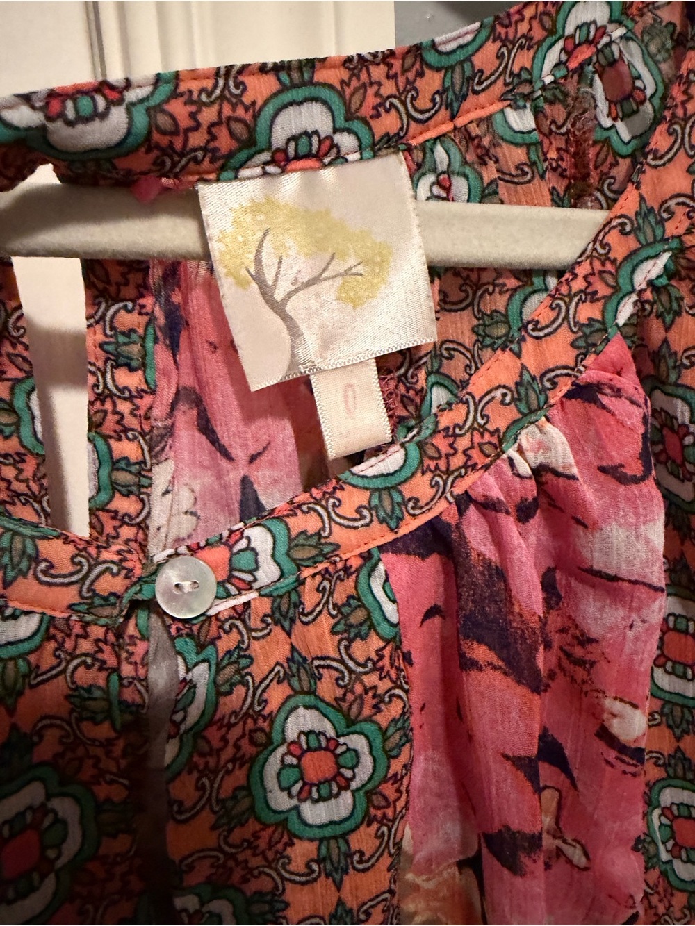Anthropologie Fig and Flower Boho Peasant Top in Orange, Pink, Green, Blue Latge - Picture 6 of 9